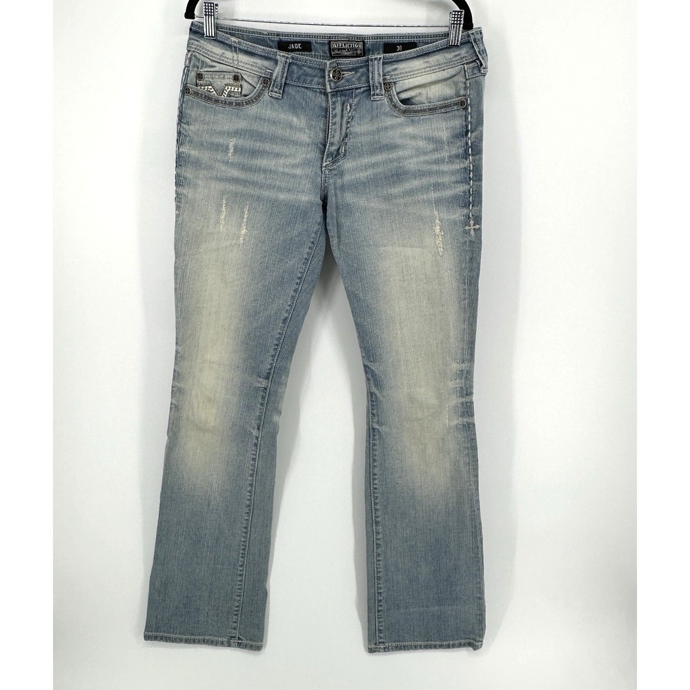Affliction Black Premium Women's Jade Jeans Blue Distressed 33X33 Y2K Grunge